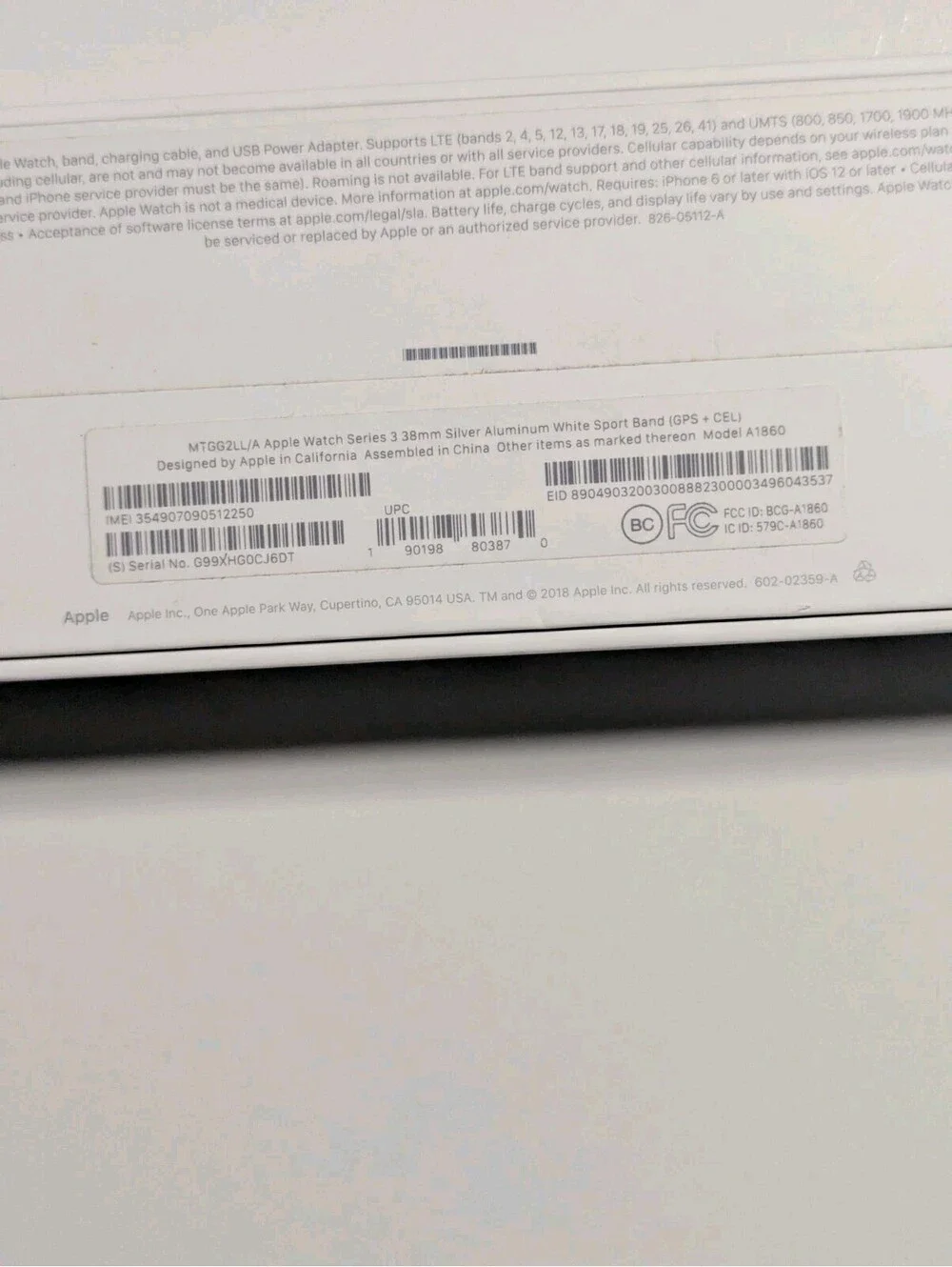 Apple watch Box Only, Series 3